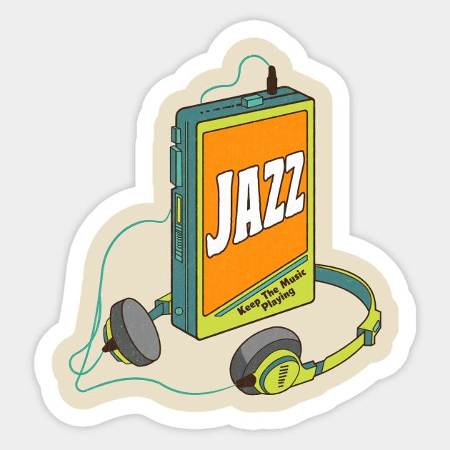 Jazz / Retro Walkman Design / Retro Music Art Sticker by EliseOB